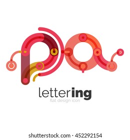 Linear business logo letter. Alphabet initial letters company name concept. Flat thin line segments connected to each other.