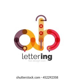 Linear business logo letter. Alphabet initial letters company name concept. Flat thin line segments connected to each other.