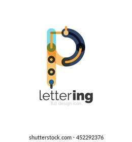 Linear business logo letter. Alphabet initial letters company name concept. Flat thin line segments connected to each other.