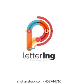 Linear business logo letter. Alphabet initial letters company name concept. Flat thin line segments connected to each other.