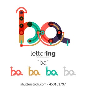 Linear business logo letter. Alphabet initial letters company name concept. Flat thin line segments connected to each other.