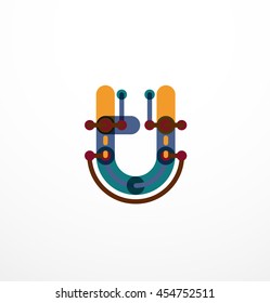 Linear business logo letter. Alphabet initial letters company name concept. Flat thin line segments connected to each other.