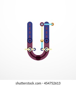 Linear business logo letter. Alphabet initial letters company name concept. Flat thin line segments connected to each other.