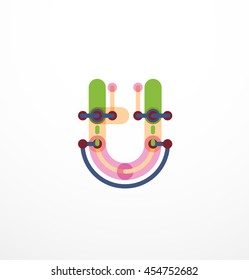 Linear business logo letter. Alphabet initial letters company name concept. Flat thin line segments connected to each other.