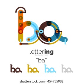 Linear business logo letter. Alphabet initial letters company name concept. Flat thin line segments connected to each other.