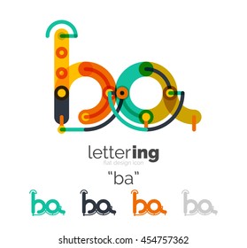 Linear business logo letter. Alphabet initial letters company name concept. Flat thin line segments connected to each other.