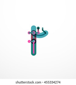 Linear business logo letter. Alphabet initial letters company name concept. Flat thin line segments connected to each other.