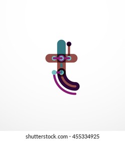 Linear business logo letter. Alphabet initial letters company name concept. Flat thin line segments connected to each other.