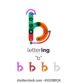 Linear business logo letter. Alphabet initial letters company name concept. Flat thin line segments connected to each other.