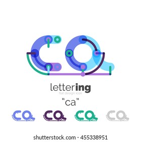 Linear business logo letter. Alphabet initial letters company name concept. Flat thin line segments connected to each other.