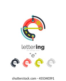 Linear business logo letter. Alphabet initial letters company name concept. Flat thin line segments connected to each other.