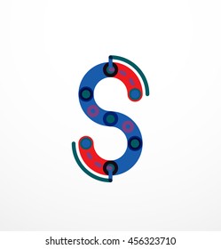Linear business logo letter. Alphabet initial letters company name concept. Flat thin line segments connected to each other.