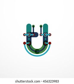Linear business logo letter. Alphabet initial letters company name concept. Flat thin line segments connected to each other.