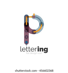 Linear business logo letter. Alphabet initial letters company name concept. Flat thin line segments connected to each other.