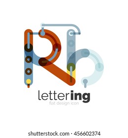 Linear business logo letter. Alphabet initial letters company name concept. Flat thin line segments connected to each other.