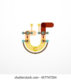 Linear business logo letter. Alphabet initial letters company name concept. Flat thin line segments connected to each other.