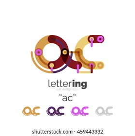 Linear business logo letter. Alphabet initial letters company name concept. Flat thin line segments connected to each other.