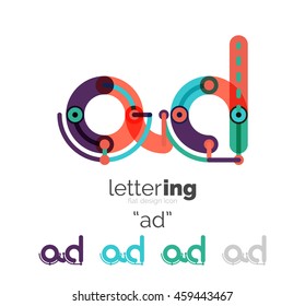 Linear business logo letter. Alphabet initial letters company name concept. Flat thin line segments connected to each other.