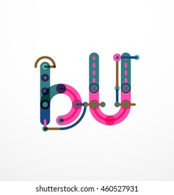 Linear business logo letter. Alphabet initial letters company name concept. Flat thin line segments connected to each other.