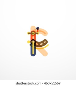 Linear business logo letter. Alphabet initial letters company name concept. Flat thin line segments connected to each other.