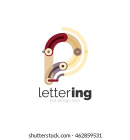 Linear business logo letter. Alphabet initial letters company name concept. Flat thin line segments connected to each other.