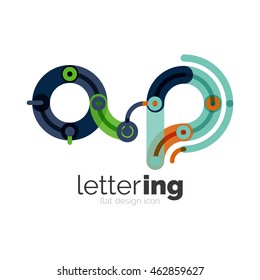 Linear business logo letter. Alphabet initial letters company name concept. Flat thin line segments connected to each other.