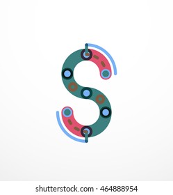 Linear business logo letter. Alphabet initial letters company name concept. Flat thin line segments connected to each other.