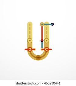 Linear business logo letter. Alphabet initial letters company name concept. Flat thin line segments connected to each other.