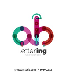 Linear business logo letter. Alphabet initial letters company name concept. Flat thin line segments connected to each other.
