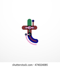 Linear business logo letter. Alphabet initial letters company name concept. Flat thin line segments connected to each other.