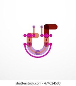 Linear business logo letter. Alphabet initial letters company name concept. Flat thin line segments connected to each other.