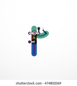 Linear business logo letter. Alphabet initial letters company name concept. Flat thin line segments connected to each other.