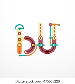 Linear business logo letter. Alphabet initial letters company name concept. Flat thin line segments connected to each other.