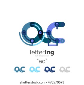 Linear business logo letter. Alphabet initial letters company name concept. Flat thin line segments connected to each other.