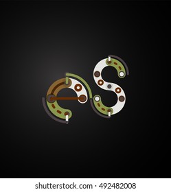 Linear business logo letter. Alphabet initial letters company name concept. Flat thin line segments connected to each other.