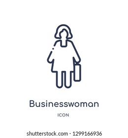 Linear businesswoman icon from Job profits outline collection. Thin line businesswoman icon isolated on white background. businesswoman trendy illustration