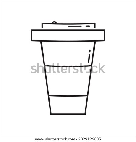 Linear caffe icon in a cardboard cup, caffe to go, isolated vector illustration 