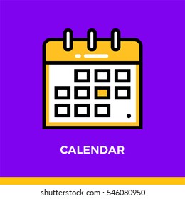 Linear calendar icon. Pictogram in outline style. Vector modern flat design element for mobile application and web design.
