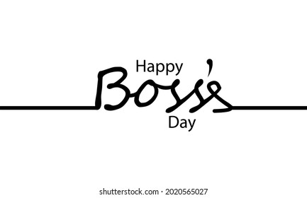 Linear calligraphy for happy boss day, vector art illustration.
