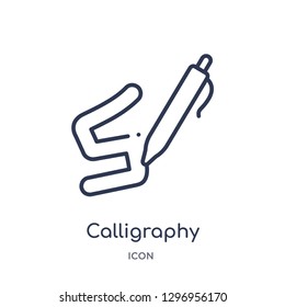 Linear calligraphy icon from Education outline collection. Thin line calligraphy icon isolated on white background. calligraphy trendy illustration