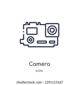 Linear camera icon from Blogger and influencer outline collection. Thin line camera vector isolated on white background. camera trendy illustration