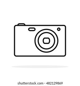 Linear camera Icon on white background. Simple symbol photo camera