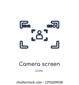 Linear camera screen icon from Electronic stuff fill outline collection. Thin line camera screen icon vector isolated on white background. camera screen trendy illustration