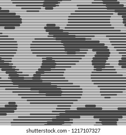 Linear camouflage seamless pattern. Abstract modern geometric digital camo texture endless background. Vector illustration.