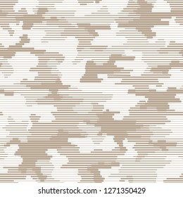 Linear camouflage seamless pattern. Abstract modern geometric digital texture background. Endless striped camo ornament. Vector illustration. - Vector