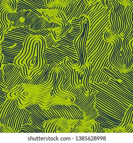 Linear camouflage seamless pattern. Abstract modern geometric digital texture background.