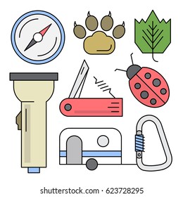 Linear Camping Icons
