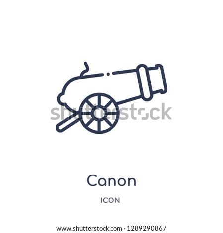 Linear canon icon from Army and war outline collection. Thin line canon vector isolated on white background. canon trendy illustration