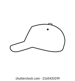 Linear Cap. Hand drawn Black  baseball cap or hat design. Baseball cap template isolated on white background