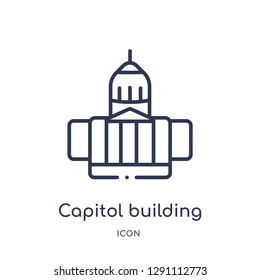 Linear capitol building icon from Buildings outline collection. Thin line capitol building vector isolated on white background. capitol building trendy illustration